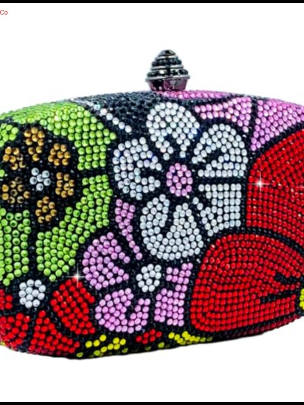 Mini Flower Rhinestone Clutch Purse with Detachable Chain Straps for Evening